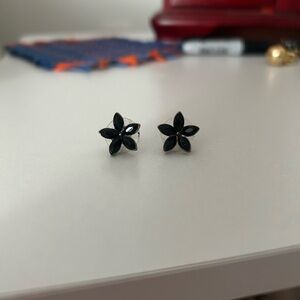 Black Flower Stud Earrings